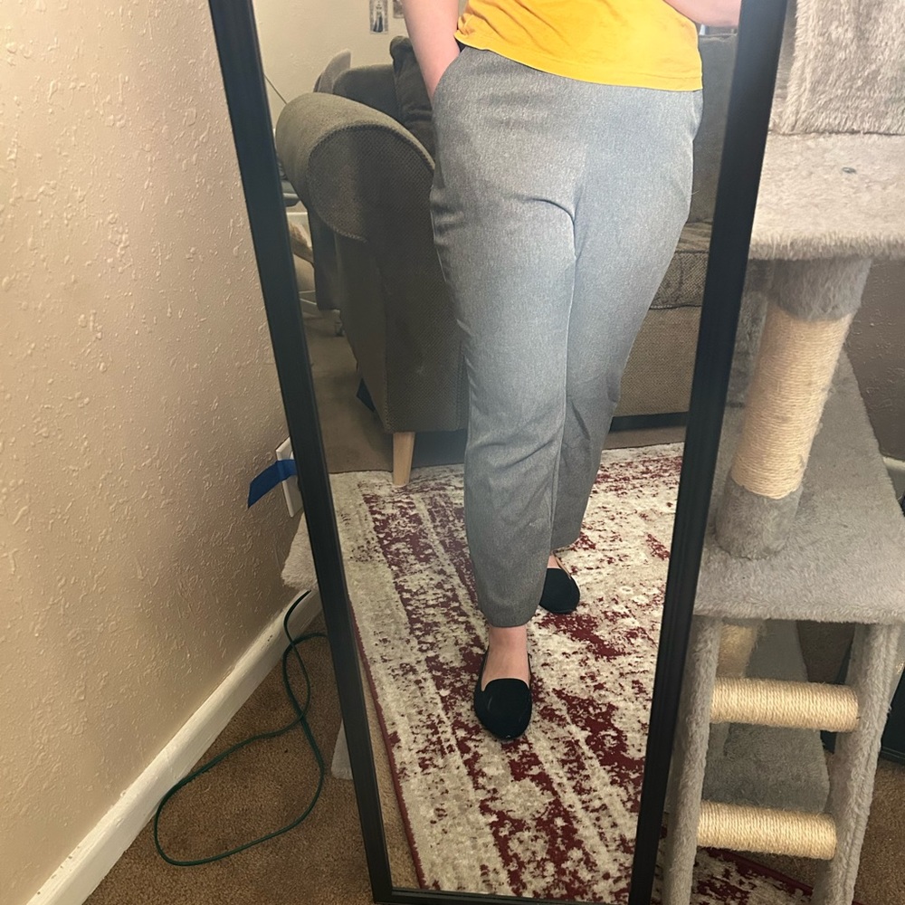 Cropped Gray Elastic Waist Pants